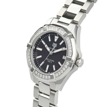 Load image into Gallery viewer, Tag Heuer Aquaracer Quartz Diamonds Black Dial Silver Steel Strap Watch for Women - WAY131P.BA0748