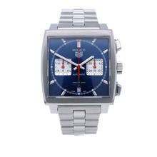Load image into Gallery viewer, Tag Heuer Monaco Automatic Chronograph Blue Dial Silver Steel Strap Watch for Men - CBL2111.BA0644