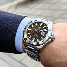 Load image into Gallery viewer, Tag Heuer Aquaracer Calibre 5 Automatic Sunray Brown Dial Silver Steel Strap Watch for Men - WAY2018.BA0927