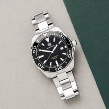 Load image into Gallery viewer, Tag Heuer Aquaracer Quartz Black Dial Silver Steel Strap Watch for Men - WAY101A.BA0746