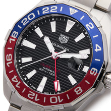 Load image into Gallery viewer, Tag Heuer Aquaracer GMT Caliber 7 Pepsi Black Dial Silver Steel Strap Watch for Men - WAY201F.BA0927