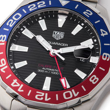Load image into Gallery viewer, Tag Heuer Aquaracer GMT Caliber 7 Pepsi Black Dial Silver Steel Strap Watch for Men - WAY201F.BA0927