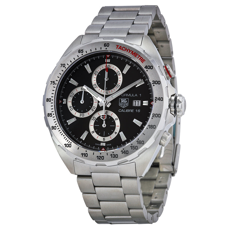 Tag Heuer Formula 1 Calibre 16 Automatic Chronograph Black Dial Silver Steel Strap Watch for Men - CAZ2010.BA0876