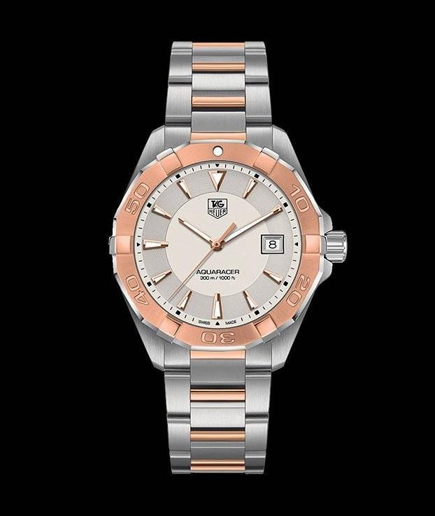 Tag Heuer Aquaracer Quartz White Dial Silver Strap Watch for Men - WAY1150.BD0911