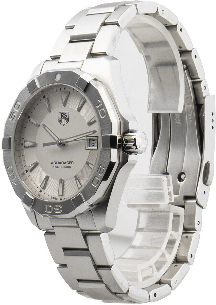 Tag Heuer Aquaracer Quartz White Dial Silver Steel Strap Watch for Men - WAY1111.BA0928