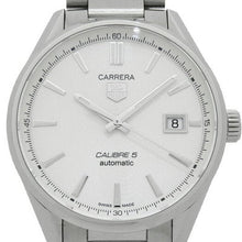 Load image into Gallery viewer, Tag Heuer Carrera Automatic Caliber 5 White Dial Silver Steel Strap Watch for Men - WAR211B.BA0782