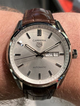 Load image into Gallery viewer, Tag Heuer Carrera Day Date Silver Dial Brown Leather Strap Watch for Men - WBN2011.FC6484