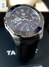 Load image into Gallery viewer, Tag Heuer Aquaracer Calibre 5 Moon Black Dial Black Nylon Strap Watch for Men - WAY201J.FC6370