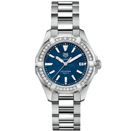 Tag Heuer Aquaracer Quartz Diamonds Blue Dial Silver Steel Strap Watch for Women - WAY131N.BA0748