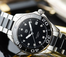 Load image into Gallery viewer, Tag Heuer Aquaracer Quartz Black Dial Two Tone Steel Strap Watch for Women - WAY131C.BA0913