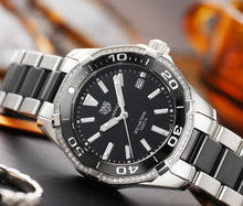 Load image into Gallery viewer, Tag Heuer Aquaracer Quartz Diamonds Black Dial Two Tone Steel Strap Watch for Women - WAY131G.BA0913