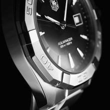 Load image into Gallery viewer, Tag Heuer Aquaracer Quartz Black Dial Silver Steel Strap Watch for Men - WAY1110.BA0928