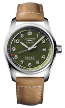 Load image into Gallery viewer, Longines Spirit Automatic COSC Stainless Steel Green Dial Brown Leather Strap Date Mens Watch L3.810.4.03.2