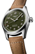 Load image into Gallery viewer, Longines Spirit Automatic COSC Stainless Steel Green Dial Brown Leather Strap Date Mens Watch L3.810.4.03.2