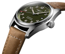 Load image into Gallery viewer, Longines Spirit Automatic COSC Stainless Steel Green Dial Brown Leather Strap Date Mens Watch L3.810.4.03.2