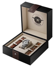 Load image into Gallery viewer, Longines Spirit Prestige Edition Automatic COSC Stainless Steel Silver Dial Interchangeable Brown Leather/NATO Strap Date Mens Watch L3.810.4.73.9