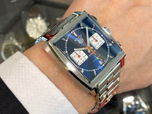 Load image into Gallery viewer, Tag Heuer Monaco Automatic Chronograph Blue Dial Silver Steel Strap Watch for Men - CBL2111.BA0644