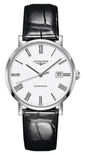 Load image into Gallery viewer, Longines Elegant Automatic Stainless Steel White Dial Black Leather Strap Date Mens Watch L4.910.4.11.2
