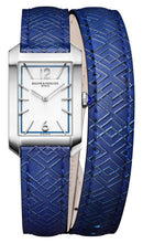 Load image into Gallery viewer, Baume &amp; Mercier Hampton Stainless Steel Silver Dial Blue Leather Wrap-Around Strap Quartz Womens Watch M0A10629