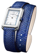 Load image into Gallery viewer, Baume &amp; Mercier Hampton Stainless Steel Silver Dial Blue Leather Wrap-Around Strap Quartz Womens Watch M0A10629