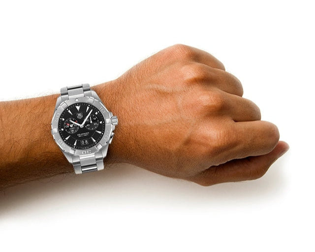 Tag Heuer Aquaracer Quartz Black Dial Silver Steel Strap Watch for Men - WAY111Z.BA0928