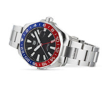 Load image into Gallery viewer, Tag Heuer Aquaracer GMT Caliber 7 Pepsi Black Dial Silver Steel Strap Watch for Men - WAY201F.BA0927