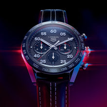 Load image into Gallery viewer, Tag Heuer Carrera Porsche Chronograph Special Edition Black Dial Black Leather Strap Watch for Men - CBN2A1F.FC6492