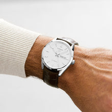 Load image into Gallery viewer, Tag Heuer Carrera Day Date Silver Dial Brown Leather Strap Watch for Men - WBN2011.FC6484