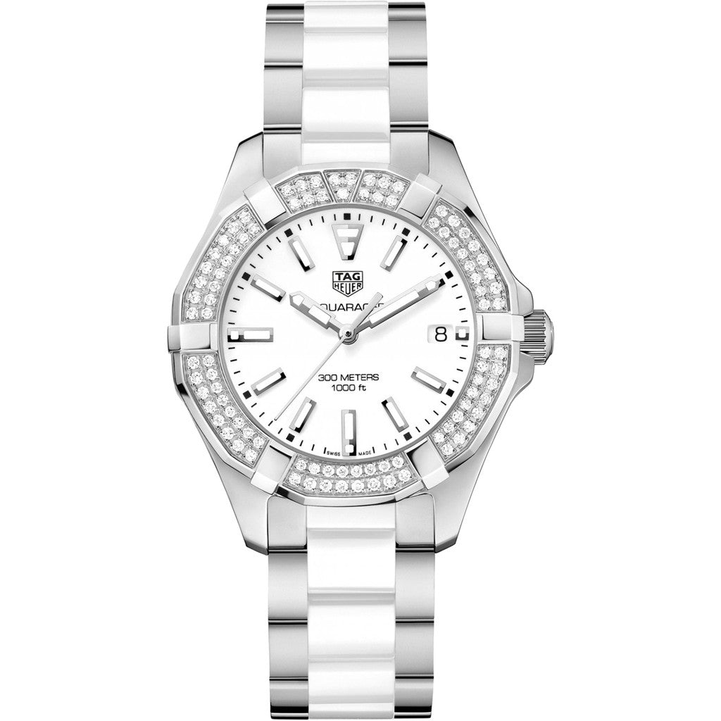 Tag Heuer Aquaracer Diamonds White Dial Two Tone Steel Strap Watch for Women - WAY131F.BA0914