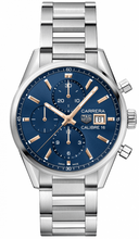 Load image into Gallery viewer, Tag Heuer Carrera Automatic Chronograph Blue Dial Silver Steel Strap Watch for Men - CBK2115.BA0715