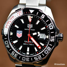 Load image into Gallery viewer, Tag Heuer Aquaracer Automatic Match Timer Black Dial Silver Steel Strap Watch for Men - WAY201G.BA0927