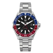 Load image into Gallery viewer, Tag Heuer Aquaracer GMT Caliber 7 Pepsi Black Dial Silver Steel Strap Watch for Men - WAY201F.BA0927