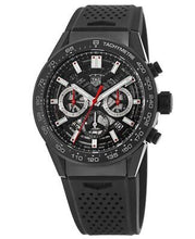 Load image into Gallery viewer, Tag Heuer Carrera Automatic Chronograph Black Dial Black Rubber Strap Watch for Men - CBG2A90.FT6173