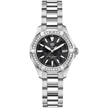 Load image into Gallery viewer, Tag Heuer Aquaracer Quartz Diamonds Black Dial Silver Steel Strap Watch for Women - WAY131P.BA0748