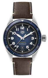 Tag Heuer Autavia Calibre 5 Automatic Blue Dial Brown Leather Strap Watch for Men - WBE5116.FC8266
