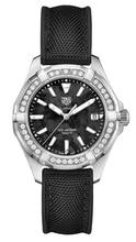 Load image into Gallery viewer, Tag Heuer Aquaracer Diamonds Mother of Pearl Black Dial Black Nylon Strap Watch for Women - WAY131P.FT6092