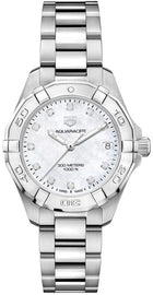 Tag Heuer Aquaracer Diamonds White Mother of Pearl Dial Silver Steel Strap Watch for Women - WBD1314.BA0740