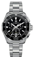 Load image into Gallery viewer, Tag Heuer Aquaracer Quartz Chronograph Black Dial Silver Steel Strap Watch for Men - CAY111A.BA0927