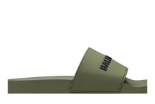 Load image into Gallery viewer, Balenciaga Pool Slides Khaki Black 3D Logo