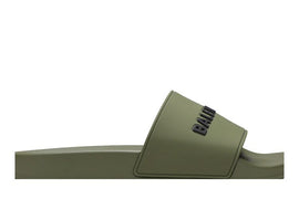 Balenciaga Pool Slides Khaki Black 3D Logo
