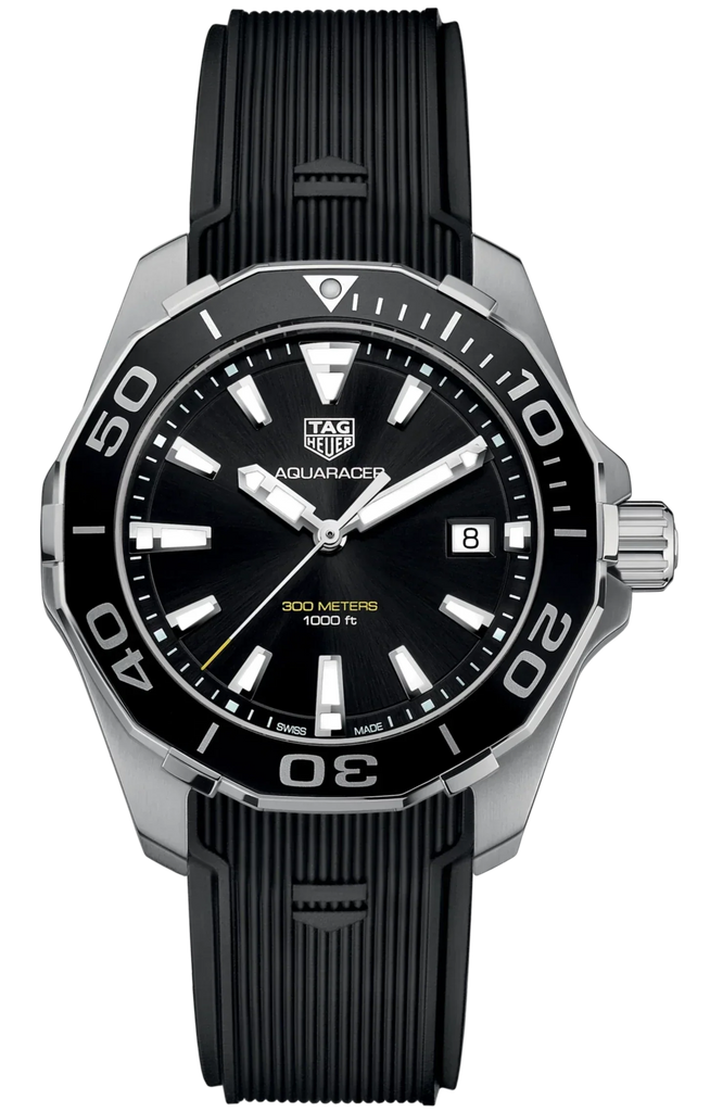 Tag Heuer Aquaracer Black Dial Black Rubber Strap Watch for Men - WAY111A.FT6151