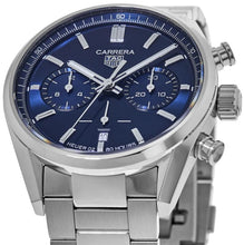 Load image into Gallery viewer, Tag Heuer Carrera Chronograph Blue Dial Silver Steel Strap Watch for Men - CBN2011.BA0642