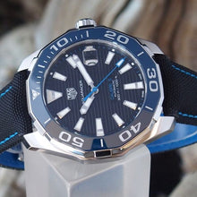 Load image into Gallery viewer, Tag Heuer Aquaracer Calibre 5 Automatic Black Dial Black Nylon Strap Watch for Men - WAY201C.FC6395