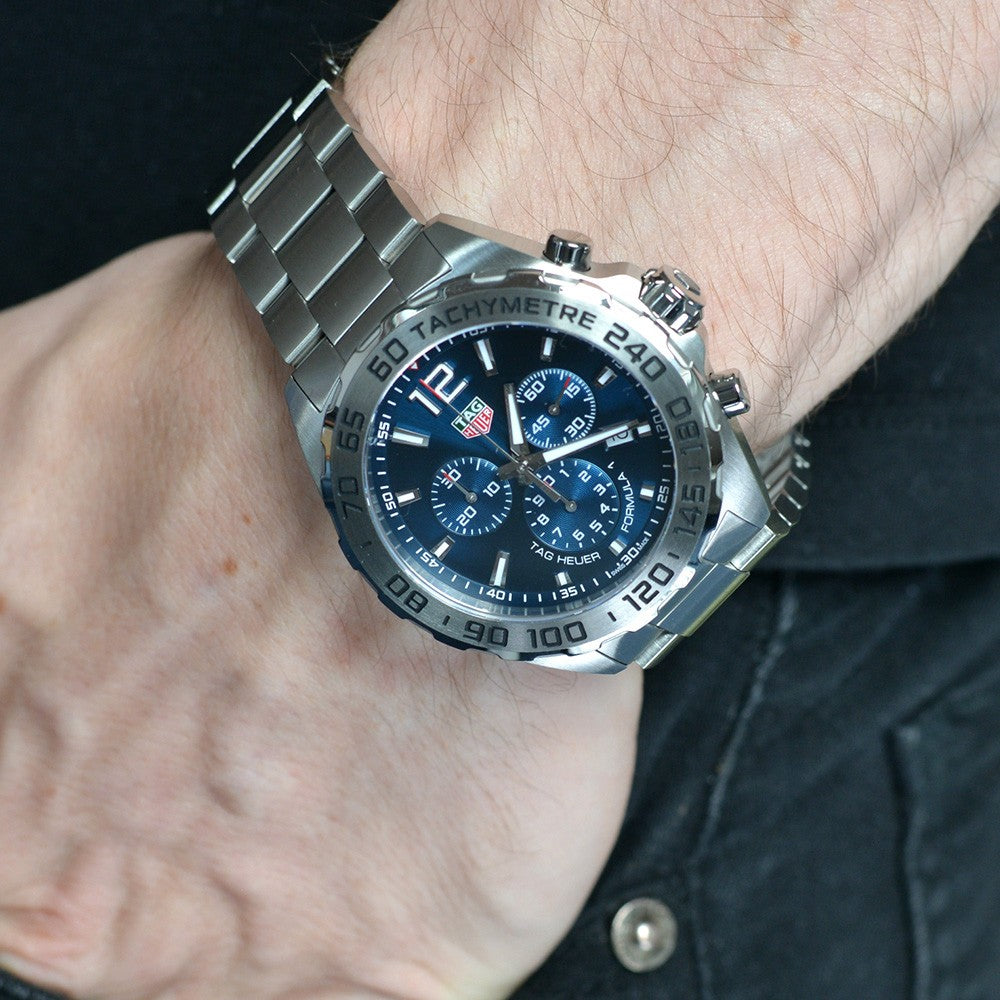 Tag Heuer Formula 1 Chronograph Blue Dial Silver Steel Strap Watch for Men - CAZ101K.BA0842