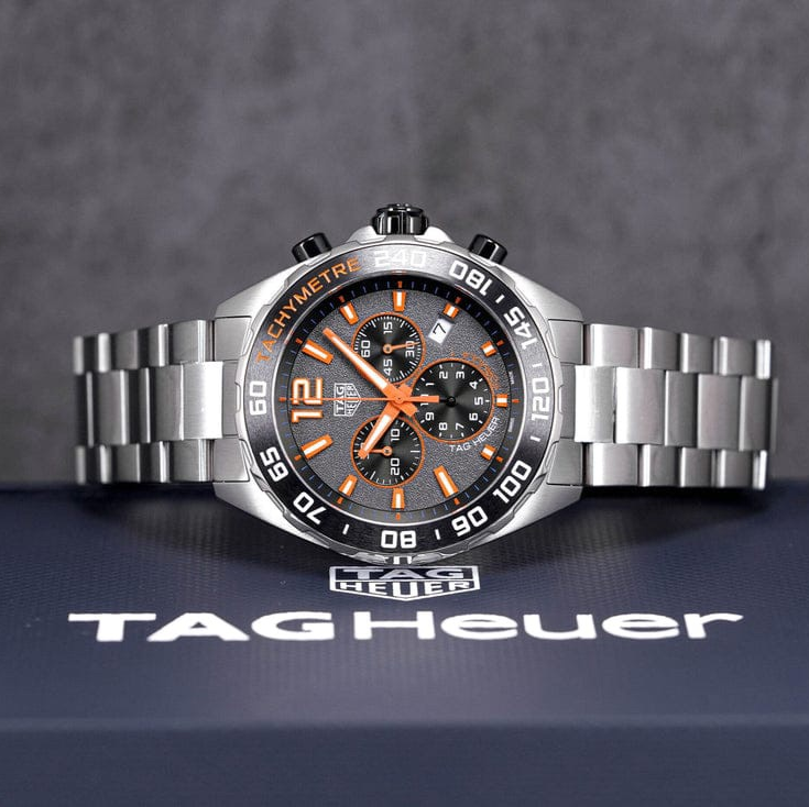 Tag Heuer Formula 1 Chronograph Ceramic Black Dial Silver Steel Strap Watch for Men - CAZ101AH.BA0842