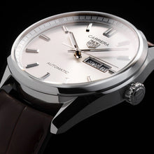 Load image into Gallery viewer, Tag Heuer Carrera Day Date Silver Dial Brown Leather Strap Watch for Men - WBN2011.FC6484