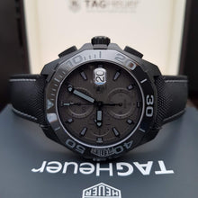 Load image into Gallery viewer, Tag Heuer Aquaracer Automatic Chronograph Special Edition Titanium Grey Dial Black Leather Strap Watch for Men - CAY218B.FC6370
