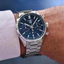 Load image into Gallery viewer, Tag Heuer Carrera Chronograph Blue Dial Silver Steel Strap Watch for Men - CBN2011.BA0642