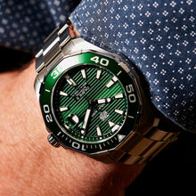 Load image into Gallery viewer, Tag Heuer Aquaracer Calibre 5 Green Dial Silver Steel Strap Watch for Men - WAY201S.BA0927