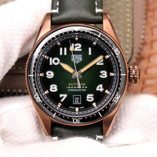 Load image into Gallery viewer, Tag Heuer Autavia Calibre 5 Automatic Olive Green Dial Green Leather Strap Watch for Men - WBE5190.FC8268